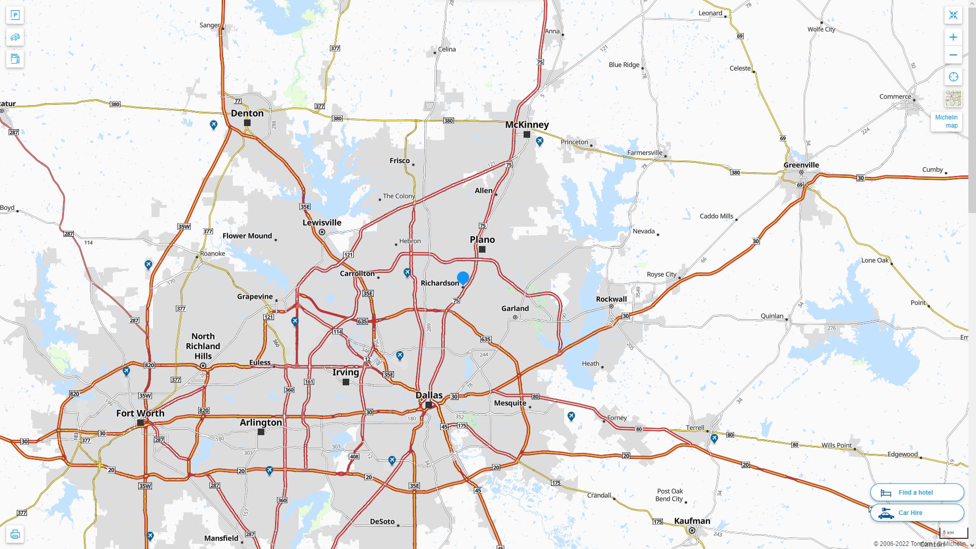 Richardson Texas Highway and Road Map
